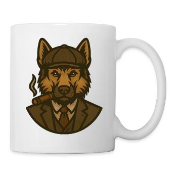 German Shepherd Dog in Suit Smoking Cigar - Mug - white - Right