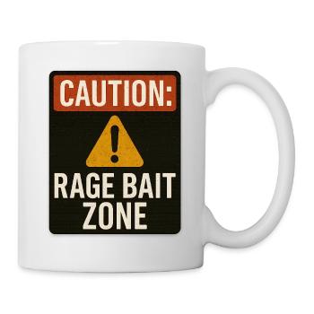 Attention Rage Appât Zone Signe, Drôle de Dicton - Mug blanc - blanc - Droite