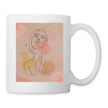 Linienporträt mit Pastellflecken - Tasse - Weiß - Rechts