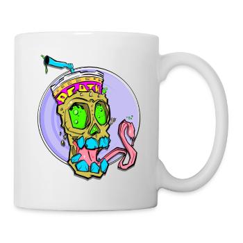 Crâne néon avec choc de couleur - Mug blanc - blanc - Droite