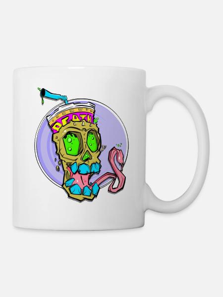 Neon Schädel mit Farbschock - Tasse - Weiß