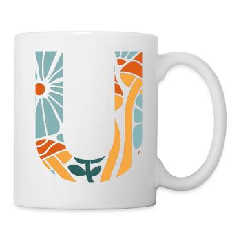 Brief u groovy Blumen Geschenkidee - Tasse - Weiß - Rechts