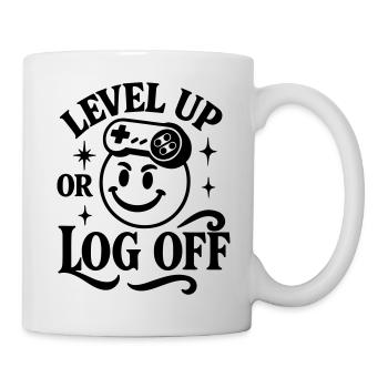 Level Up retro Shirt Gamer Pixel Zocker Smiley  - Tasse - Weiß - Rechts