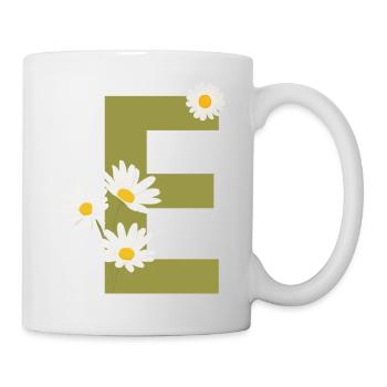 Grüne Gänseblümchen Brief - Tasse - Weiß - Rechts