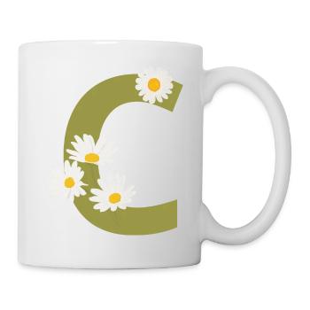 Buchstabe c grüne Gänseblümchen - Tasse - Weiß - Rechts