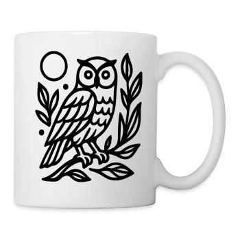 Minimal Line Art Owl Night Nature Symbol Design - Mug - white - Right