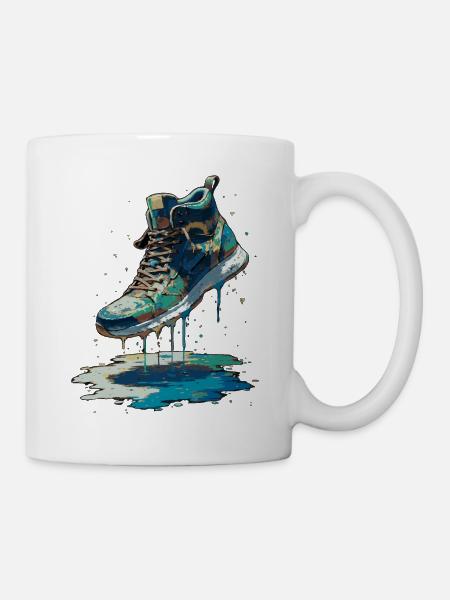 Bunter Streetart-Sneaker - Tasse - Weiß