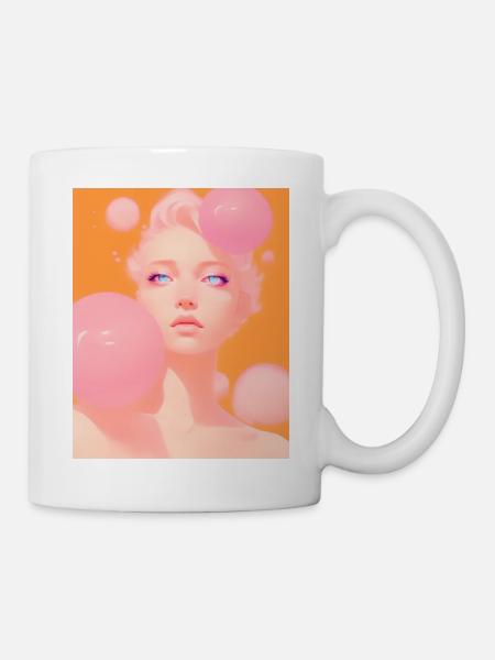Ballons de rêve orange GBC Bubles roses - Mug blanc - blanc