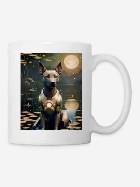 Chien de garde galaxie GBC _ Chien robot nocturne dans la lumière - Mug blanc - blanc