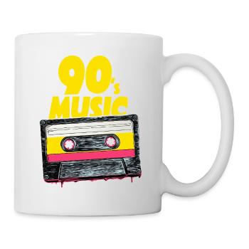 90's Music mit retro Tape Audio Kassette - Tasse - Weiß - Rechts