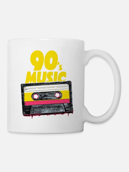 90's Music mit retro Tape Audio Kassette - Tasse - Weiß