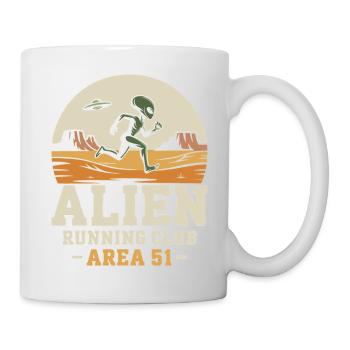 Lustige Area 51 Alien UFO Laufläufer - Tasse - Weiß - Rechts