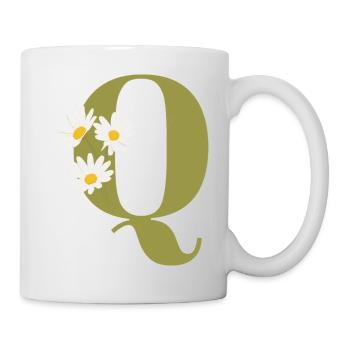 Letter q green daisies - Mug - white - Right