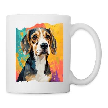 Geometrischer Beagle im Farbausbruch - Tasse - Weiß - Rechts