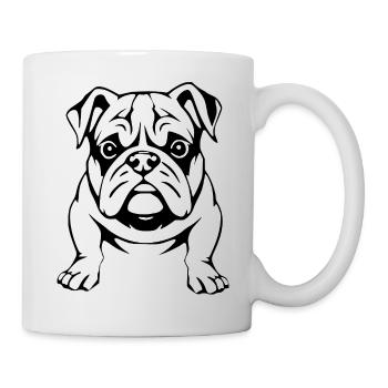 Bouledogue noir et blanc chiens T-shirt cadeau - Mug blanc - blanc - Droite