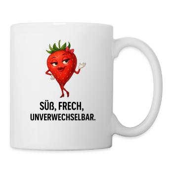 Erdbeere Dame Frech Charmant karikatur  - Tasse - Weiß - Rechts