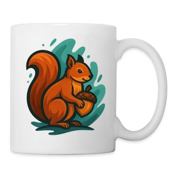 Squirrel with nut in colorful waves - Mug - white - Right