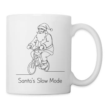 Santa's Slow Mode - Minimalist Line Art Bicycle - Mug - white - Right
