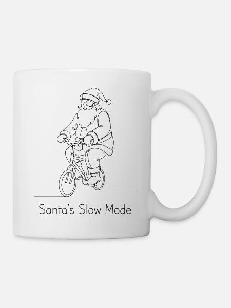 Le mode lent du Père Noël - Vélo minimaliste Line Art - Mug blanc - blanc