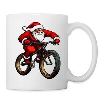 Biker Christmas / Santa Claus Mountain Biker - Mug - white - Right