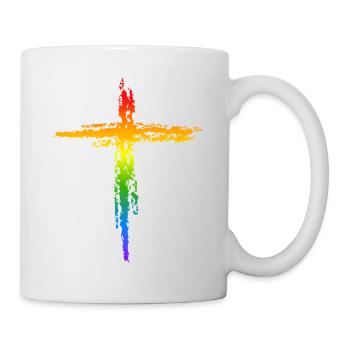 Regenbogen Kreuz  - Tasse - Weiß - Rechts