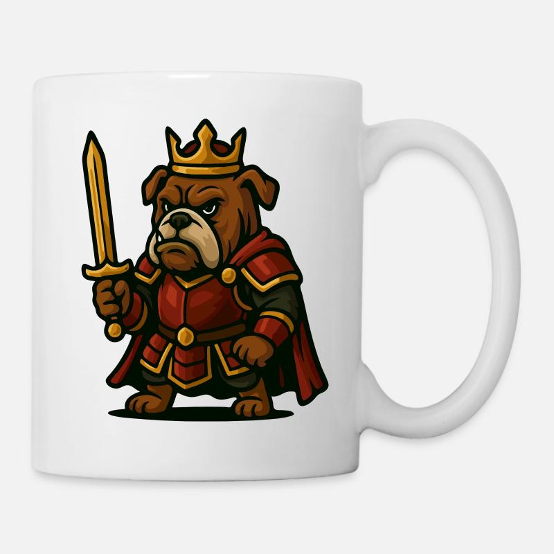 Roi guerrier bouledogue avec épée Fantasy Graphique - Mug blanc - blanc