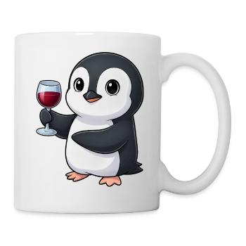 Dessin animé mignon amoureux du vin de vin Pingouin - Mug blanc - blanc - Droite