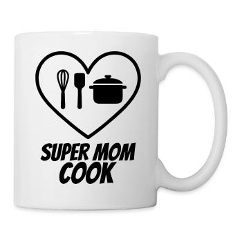 Super Mama Köchin – Herz & Küche  - Tasse - Weiß - Rechts