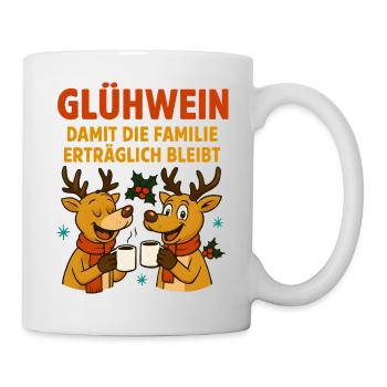 Glühwein, damit die Familie erträglich bleibt - Tasse - Weiß - Rechts