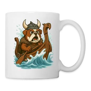 Bouledogue viking pagayant Féroce drakkar - Mug blanc - blanc - Droite