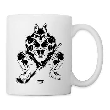 Muskulöser Schäferhund Eishockeyspieler Silhouette - Mug - white - Right