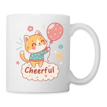 Festliche Ballonkatze - Tasse - Weiß - Rechts