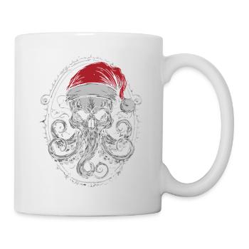 Dark Xmas Schädel – Kraken Oktopus Tentakel - Tasse - Weiß - Rechts