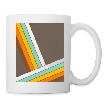 Retro 70s Geometrische Streifen  - Tasse - Weiß - Rechts