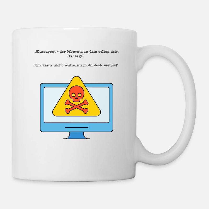Blue Screen Humor Skull Warnung - Tasse - Weiß