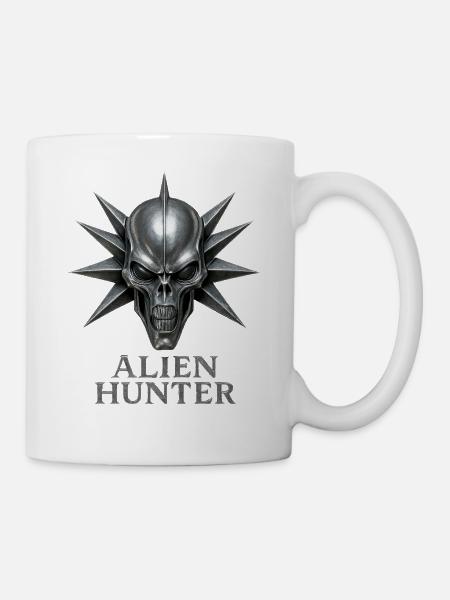 Alien Hunter Schädel-Emblem - Tasse - Weiß