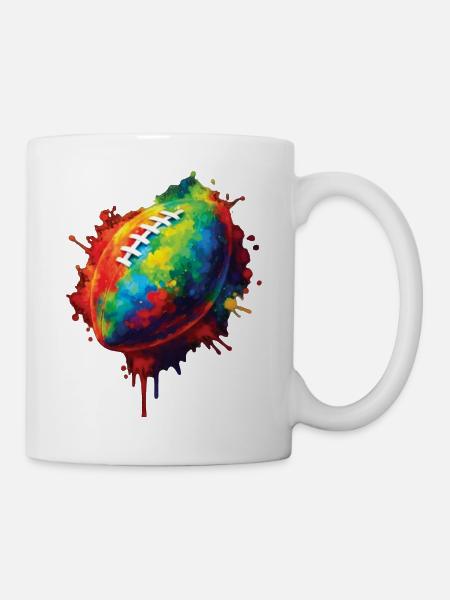 Balle de Rugby - Design Sport Coloré pour Fans - Mug blanc - blanc