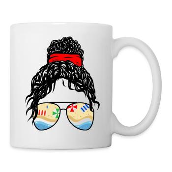 Beach Reflections Girl Summer Retro Sunglasses Art - Mug - white - Right