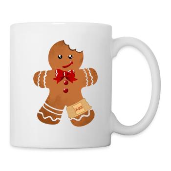 Gingerbread man with red ribbon and plaster - Mug - white - Right