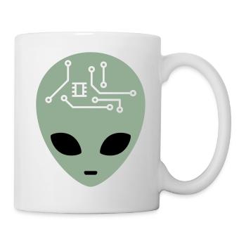 Alien Head mit Schaltkreisen (drei Farben) - Tasse - Weiß - Rechts