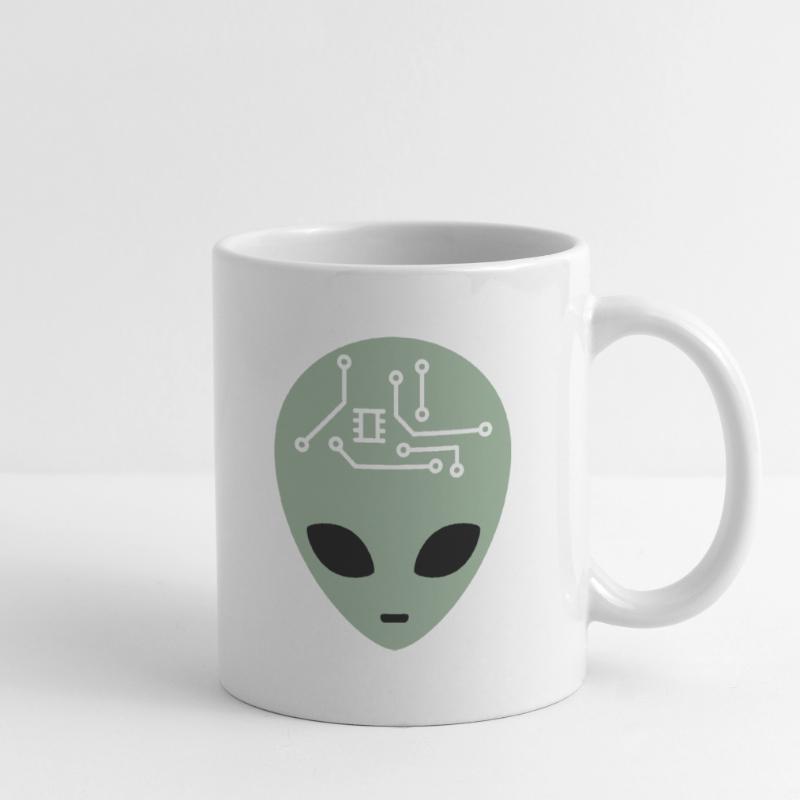 Alien Head with Circuits (three colours) Mug