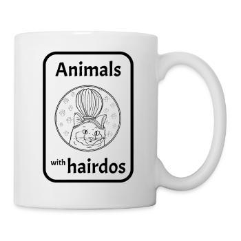 Katze mit Frisur - Tasse - Weiß - Rechts
