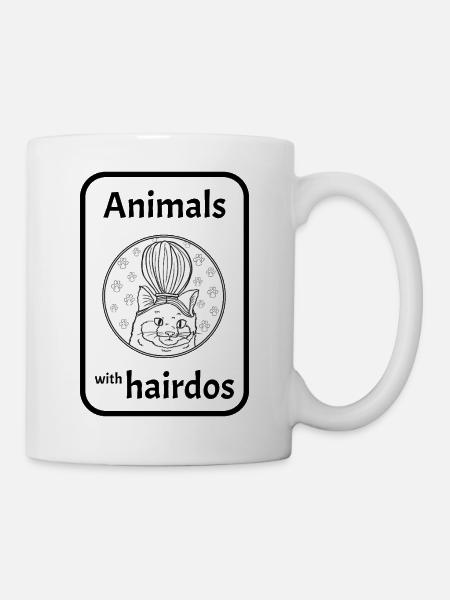 Katze mit Frisur - Tasse - Weiß