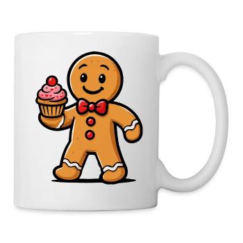 Lebkuchenmann Cupcake Cartoon - Tasse - Weiß - Rechts