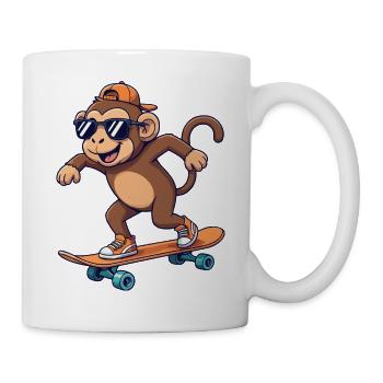 Lustiger Affe, der auf Skateboard skatet, Cartoon-Skater - Tasse - Weiß - Rechts
