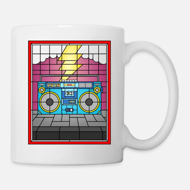 Retro Boombox Stained Glass - Mug - white