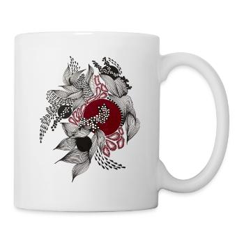 Red circle with silver leaves - Mug - white - Right