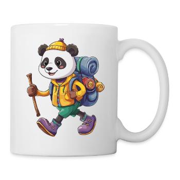 Süßer Panda Wandern, Camping Abenteuer Rucksacktourist. - Tasse - Weiß - Rechts