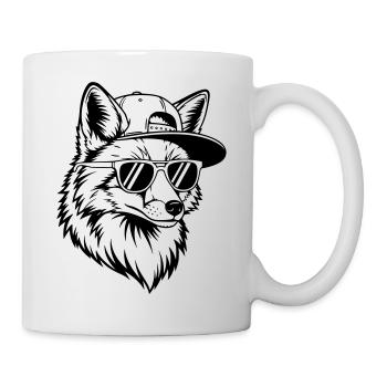 Renard cool avec une casquette et des lunettes de soleil - Mug blanc - blanc - Droite