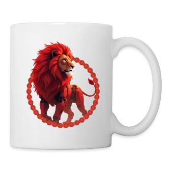 Lion Cyber Rouge dans le ring - Mug blanc - blanc - Droite